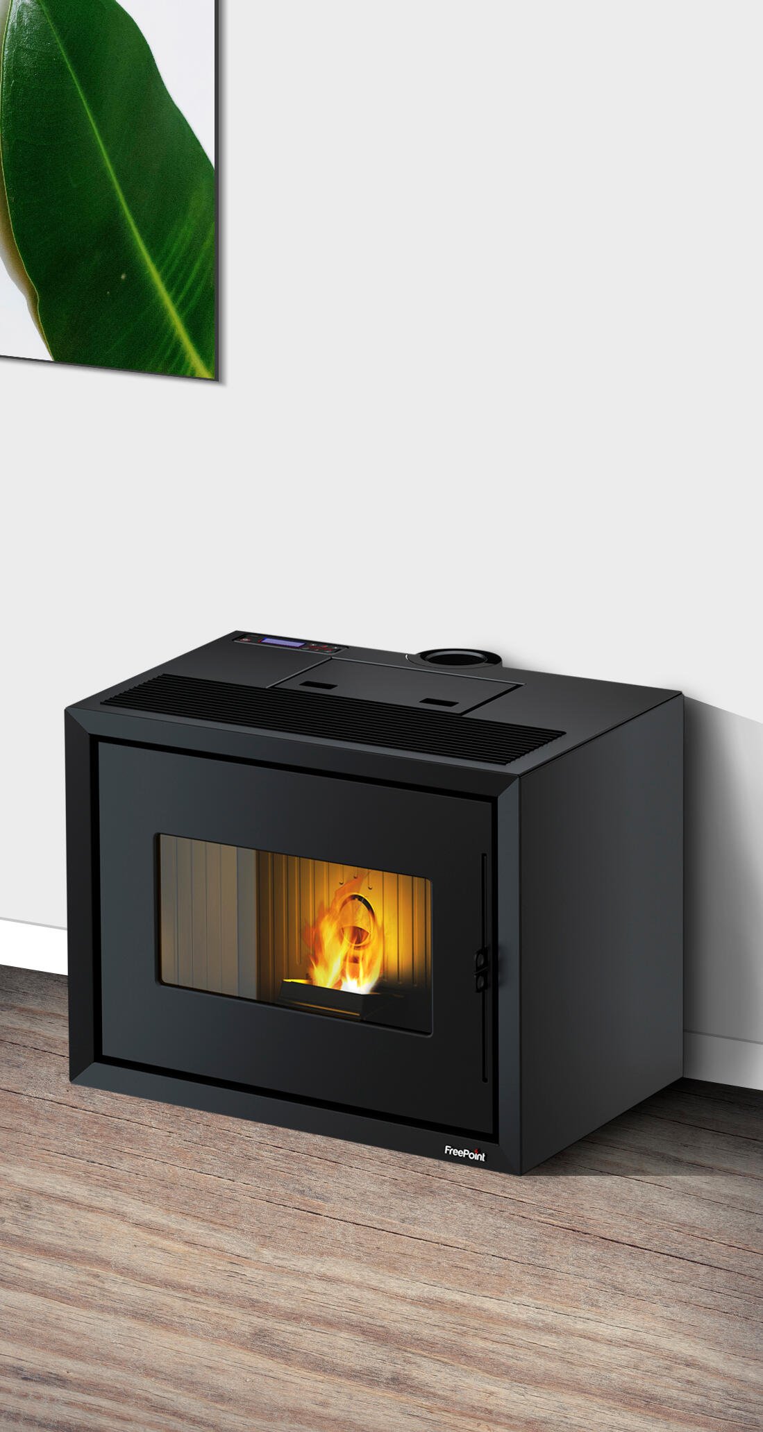 Estufa de pellets Freepoint Modo 9,36 kW estanca negra con WiFi