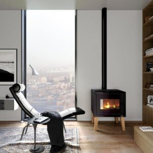 Estufa de pellets Freepoint Modo 9,26 kW estanca negra con patas y WiFi